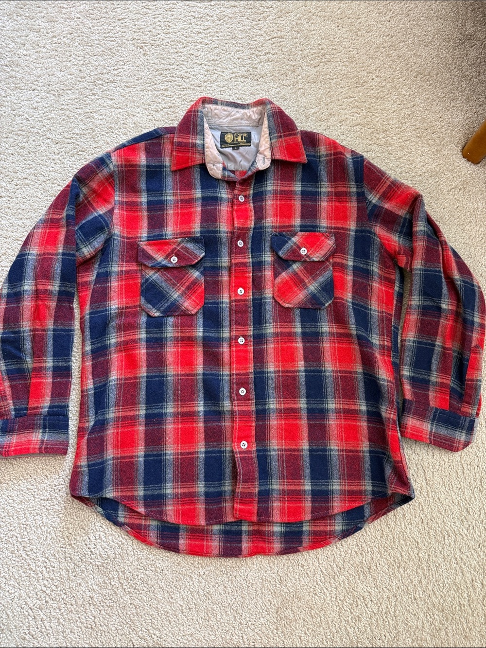 Men's Wool Pine Hill Plaid Flannel Shirt Size Large